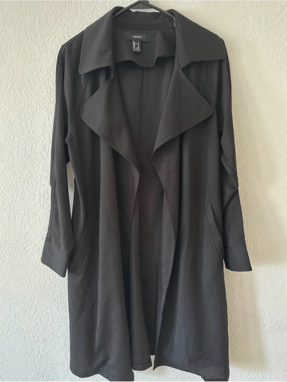 Forever 21 Black Open-Front Trench Coat